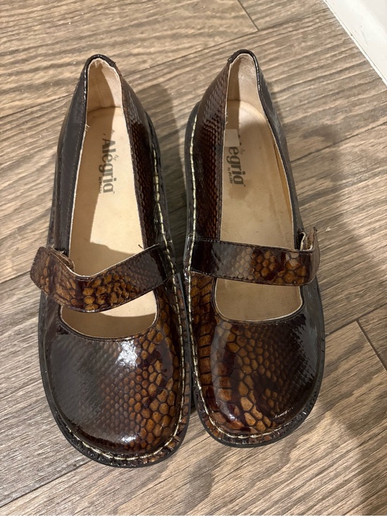 Alegria Shoes - Alegria Brown Snake-Print Mary Jane Flats